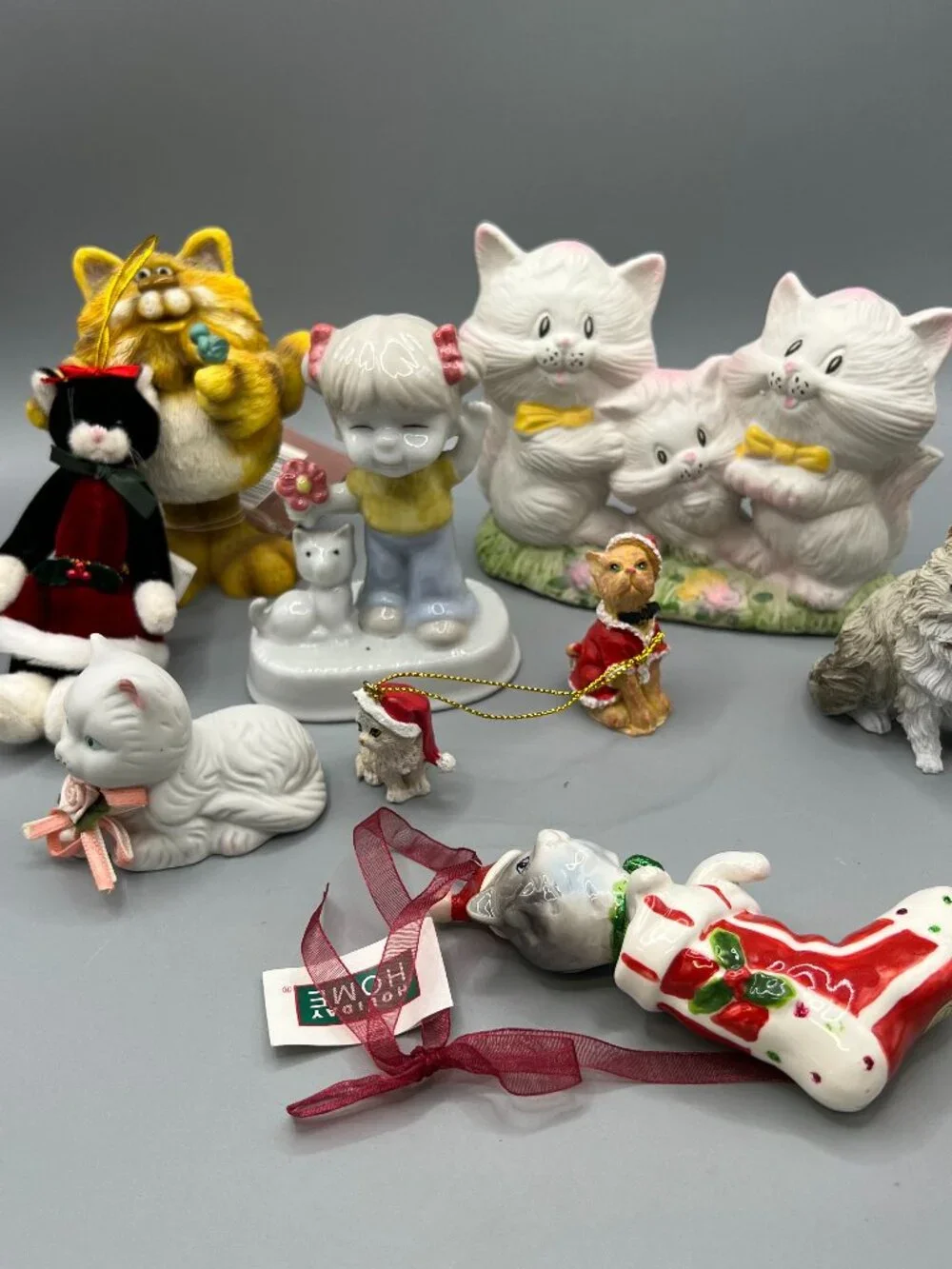 Cat Kitten Lot of 9 Items Ornaments Bobblehead Figurines Holiday Stocking